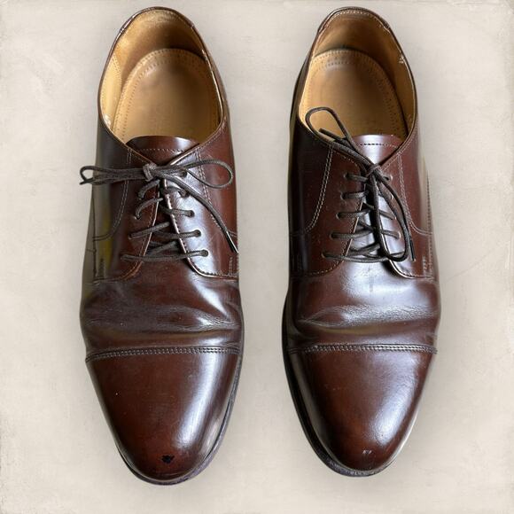 Stafford Executive Mens Brown Leather Cap Toe Lace-up Shoes US Size 8 D Brown - Picture 1 of 6